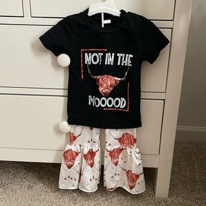 Matching 2 piece outfit. 2T. Pants are silky spandex. Stretchy and soft.